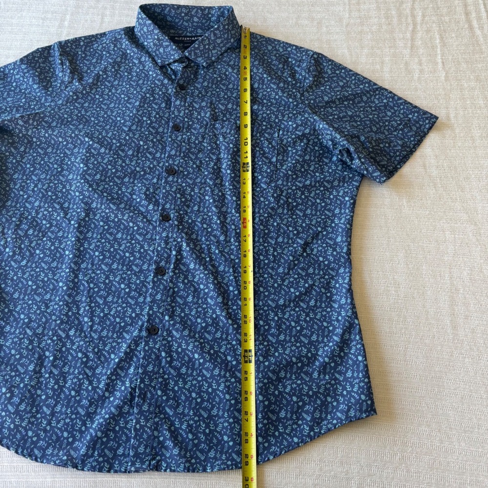 Mizzen+Main Leeward Trim Fit Short Sleeve Shirt XL Navy Blue Floral 1WS-0043-T - Picture 10 of 10
